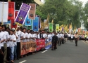 Barisan massa petani SPI dalam Aksi Hari Tani Nasional